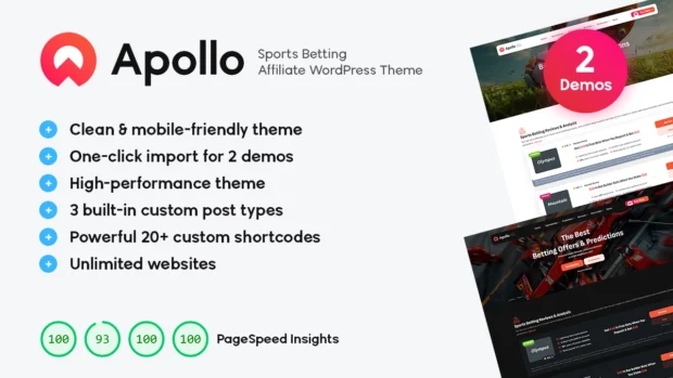 Apollo theme – a sports betting WordPress theme for affiliates has been released