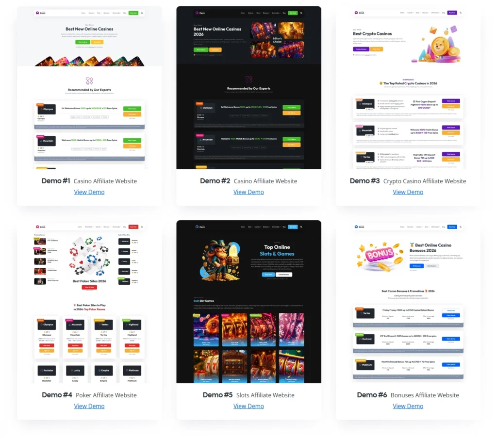 Zeus Theme - Demo Websites